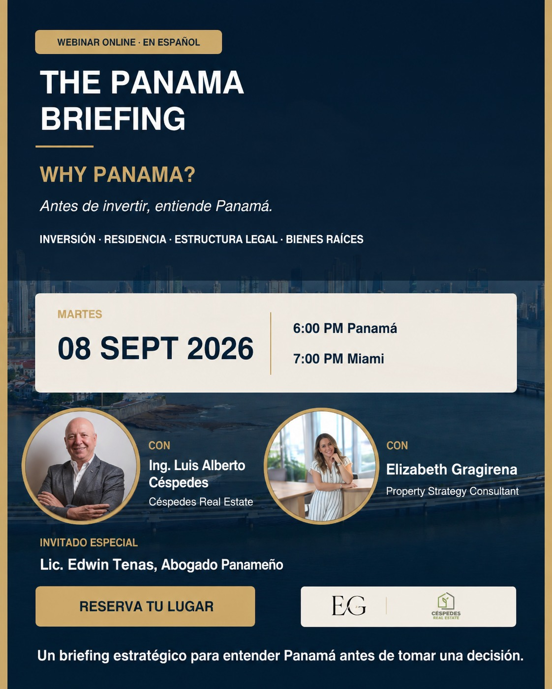Flyer del webinar THE PANAMA BRIEFING